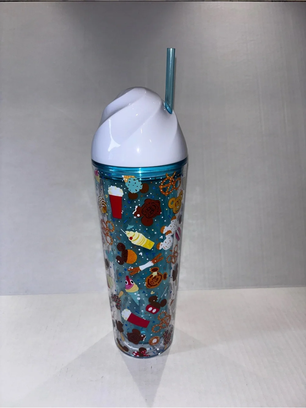 Disney food Icons collection Tumbler with White Lid and Teal Straw